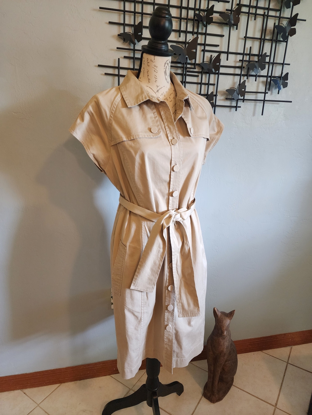 Talbots Khaki Trench Dress in Beige